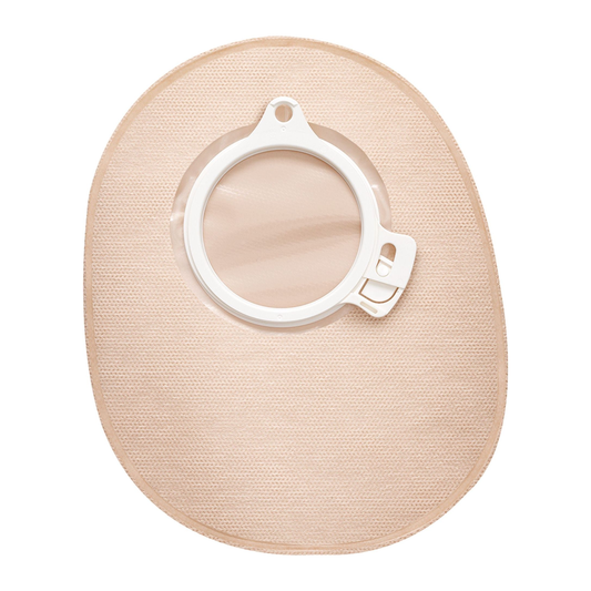 Coloplast SenSura Click MIDI and MAXI two-piece closed ostomy pouch family with filtered color-coded coupling.