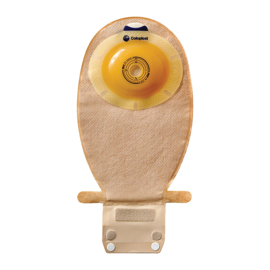 Coloplast SenSura Convex Light standard-wear transparent one-piece drainable pouch on white
