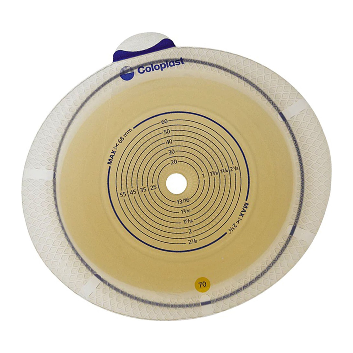 Coloplast SenSura Flex flat standard-wear ostomy barrier 10102, exact alternate view on white