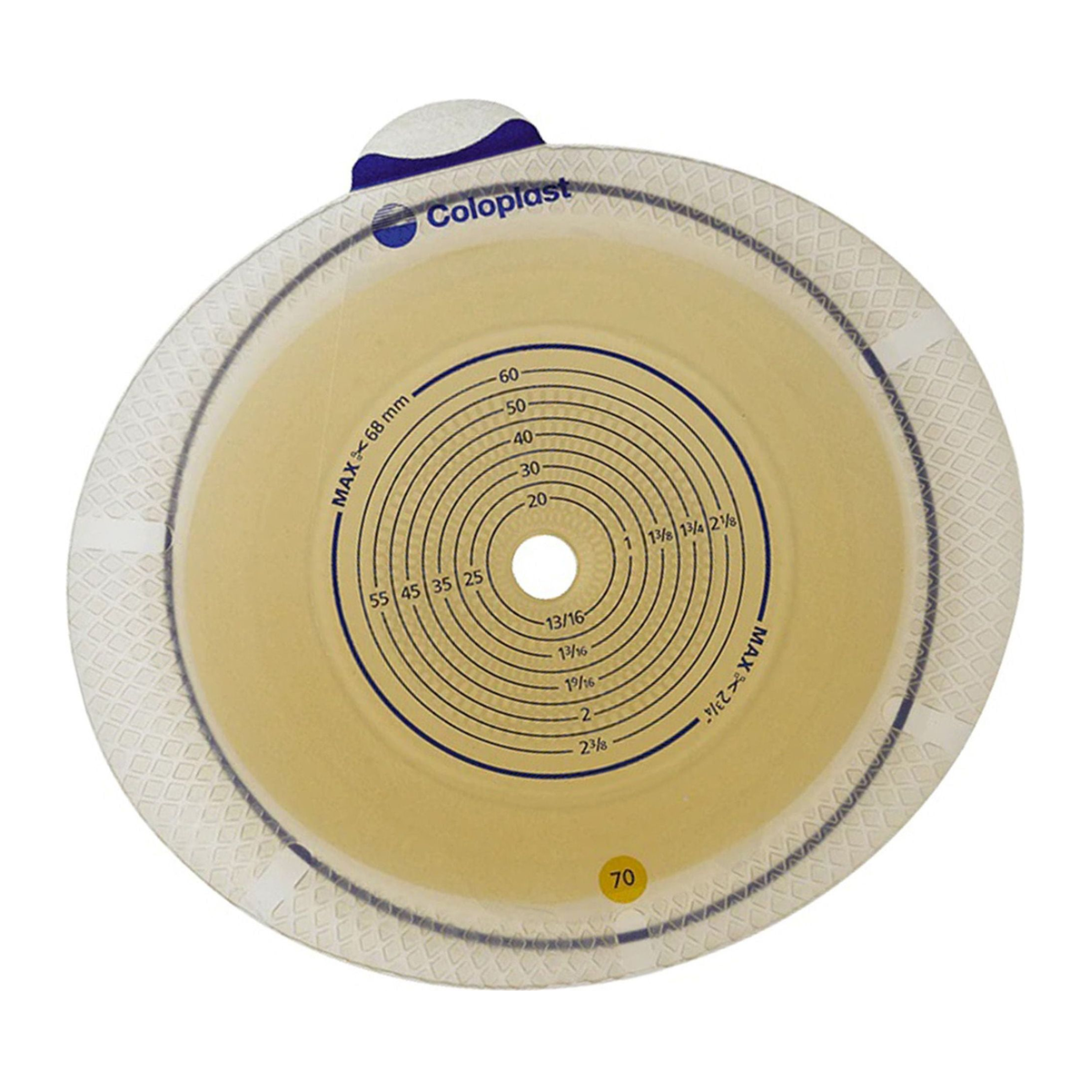 Coloplast SenSura Flex flat standard-wear ostomy barrier 10103, exact alternate view on white