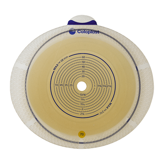 Coloplast SenSura Flex barrier family representative; standard or Xpro extended wear, coupling color, and opening vary by selected exact SKU