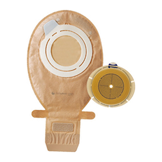 Coloplast SenSura Flex standard-wear two-piece single-use kit with drainable pouch and flat barrier on white; exact model 21011 shown