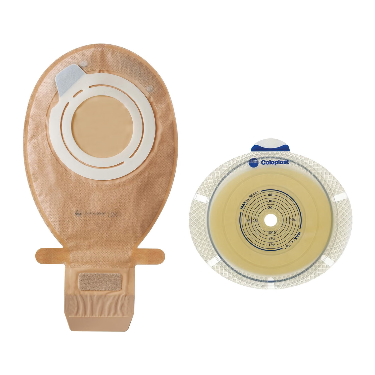 Coloplast SenSura Flex Xpro model 21002 single-use kit with transparent MAXI pouch and red-code barrier on white