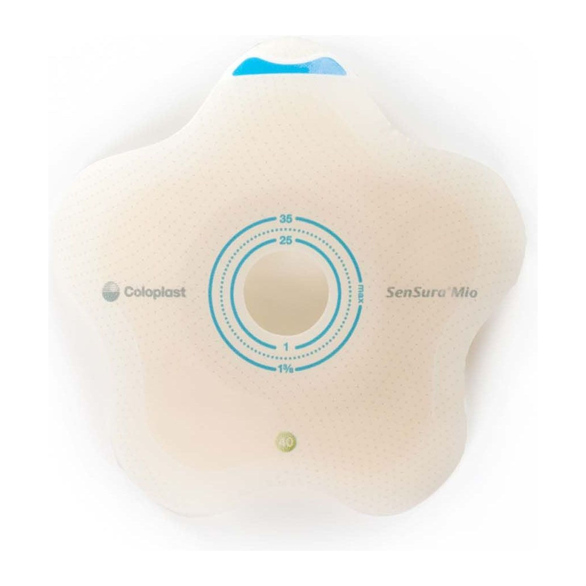 Coloplast SenSura Mio Click Convex Flip extended-wear ostomy barrier; exact 18501 view. Coupling color and opening size vary by selection.