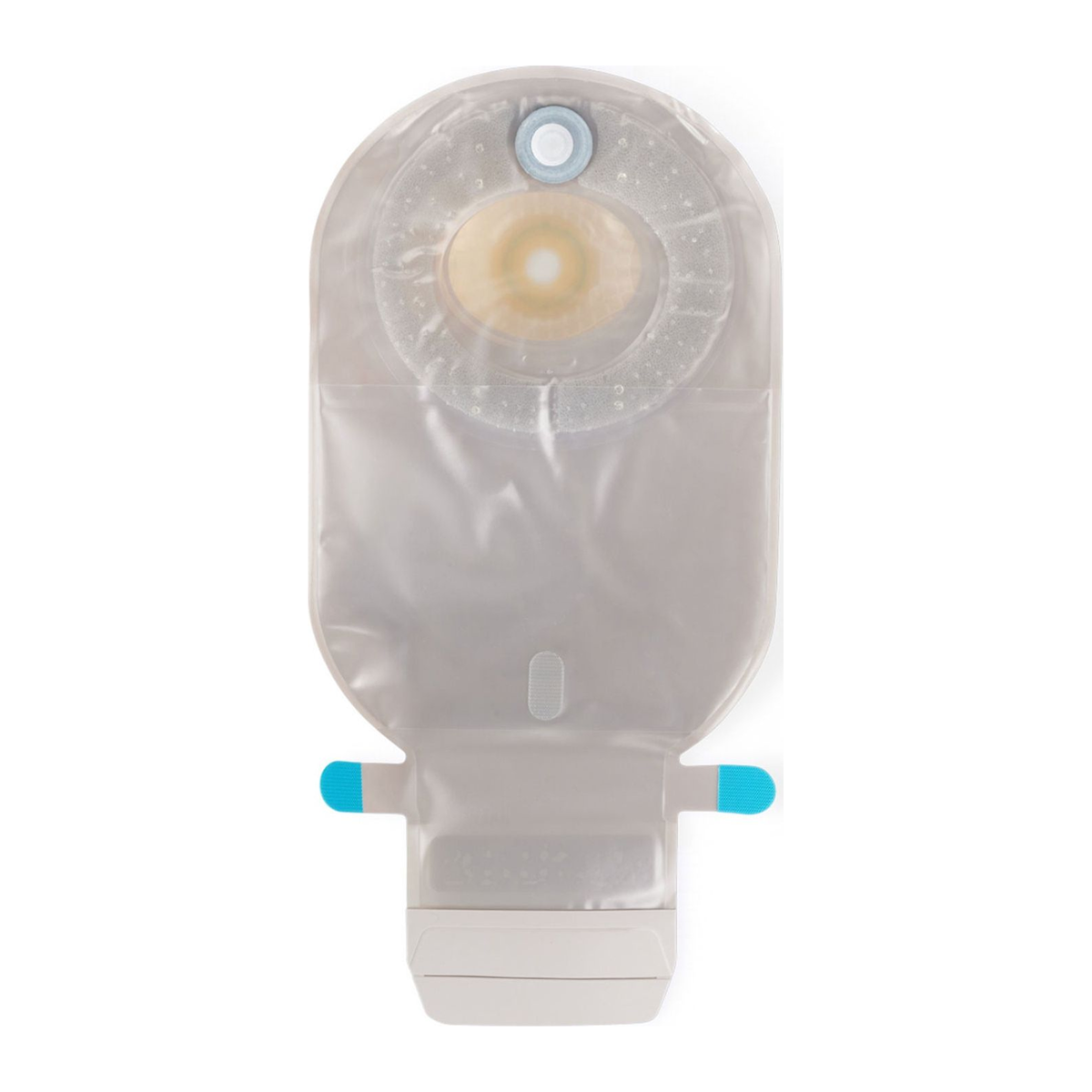 Coloplast SenSura Mio deep-convex MAXI drainable ostomy pouch 16765, exact transparent filtered front view on white