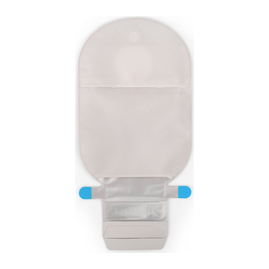 Coloplast SenSura Mio Flex MAXI opaque-gray filtered drainable pouch 12262, exact front view on white