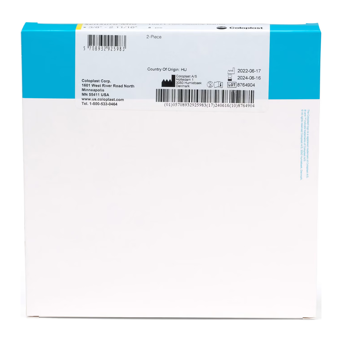 Coloplast SenSura Mio Flex flat extended-wear yellow-code barrier component 10571 package for kit 21013 on white