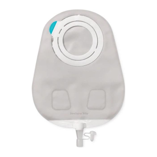 Coloplast SenSura Mio Flex transparent multi-chamber urostomy pouch for kit 110072 on white
