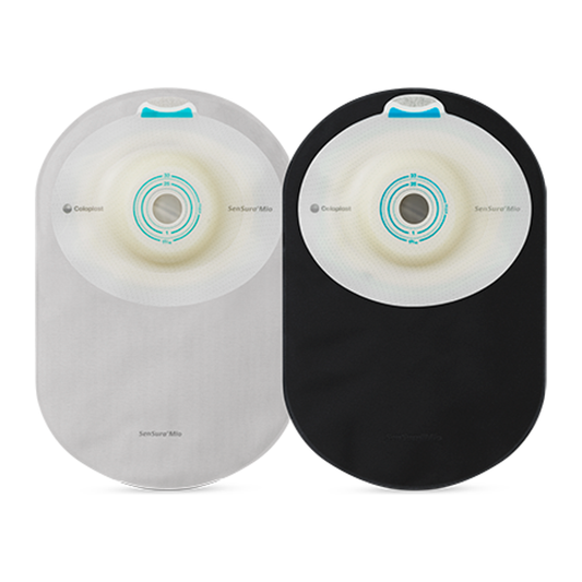 Coloplast SenSura Mio Soft Convex one-piece closed pouches, official product-line representative; pouch size, color, inspection window, and opening vary by selected SKU