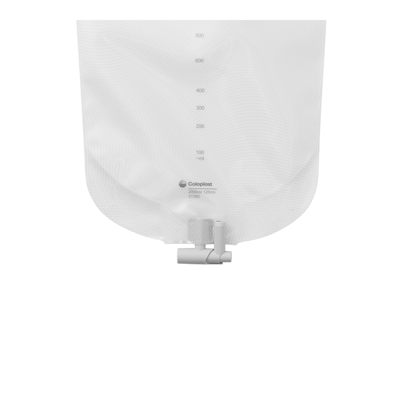 Coloplast 2,000 mL urostomy night bag front detail