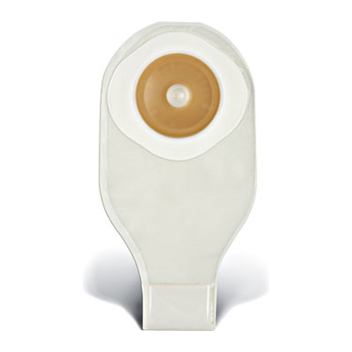 ConvaTec ActiveLife transparent one-piece convex drainable pouch with pre-cut Durahesive skin barrier and tape collar.