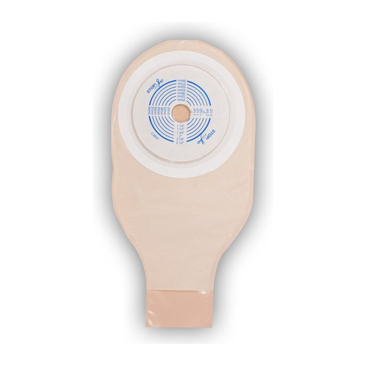 ConvaTec ActiveLife 12-inch opaque one-piece drainable pouch with pre-cut Stomahesive barrier; select opening size and box quantity.