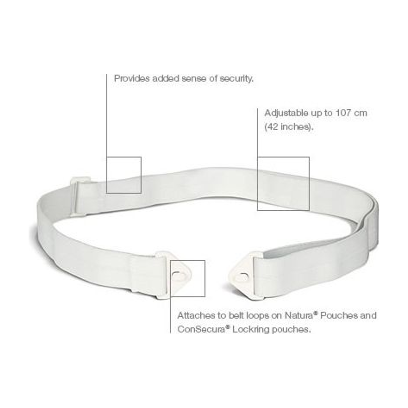 ConvaTec adjustable ostomy appliance belt attachment and size guide