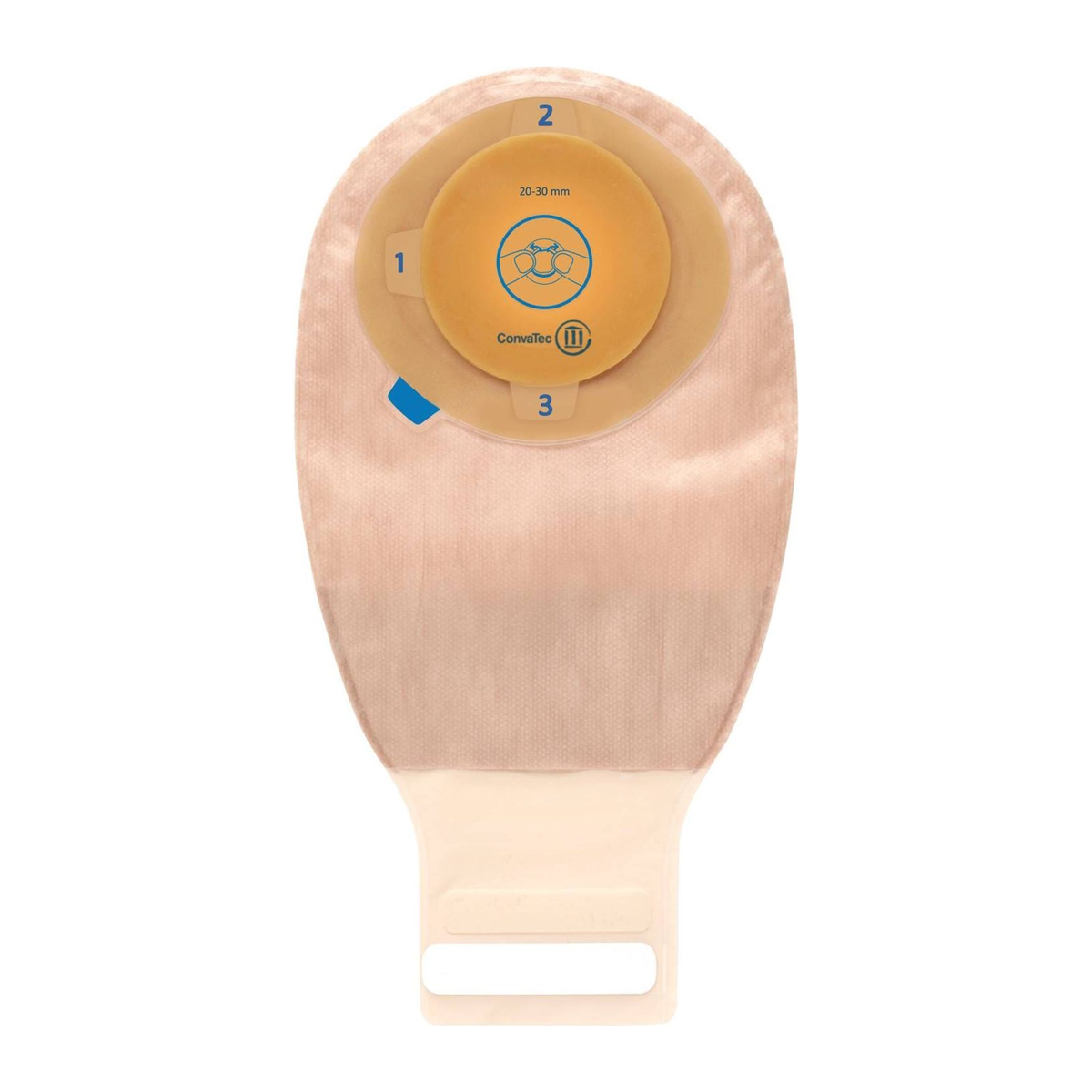 ConvaTec Esteem+ one-piece moldable drainable ostomy pouch with filter and InvisiClose tail closure.