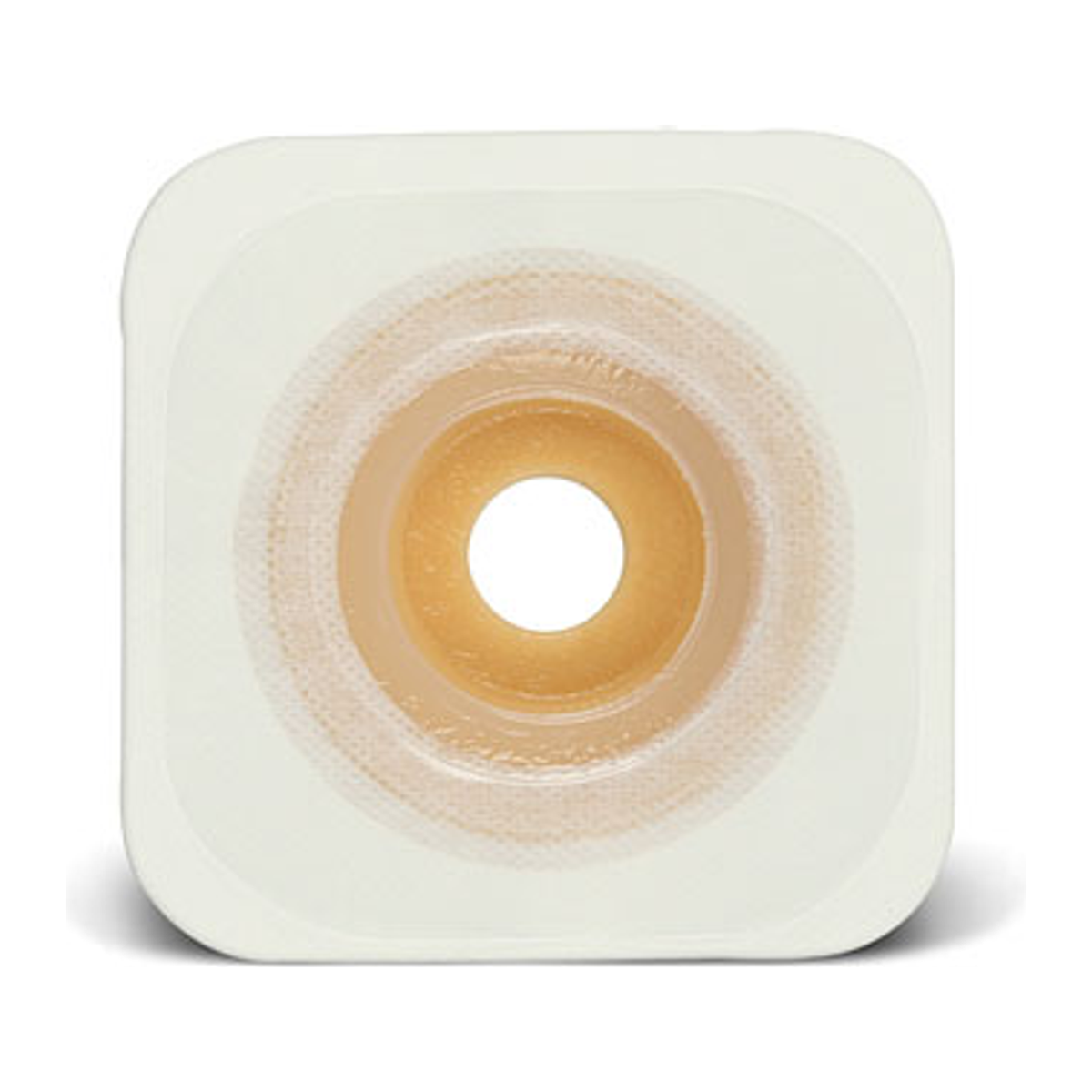 ConvaTec Esteem Synergy Durahesive convex moldable skin barrier with white flexible collar and adhesive-coupling landing zone.