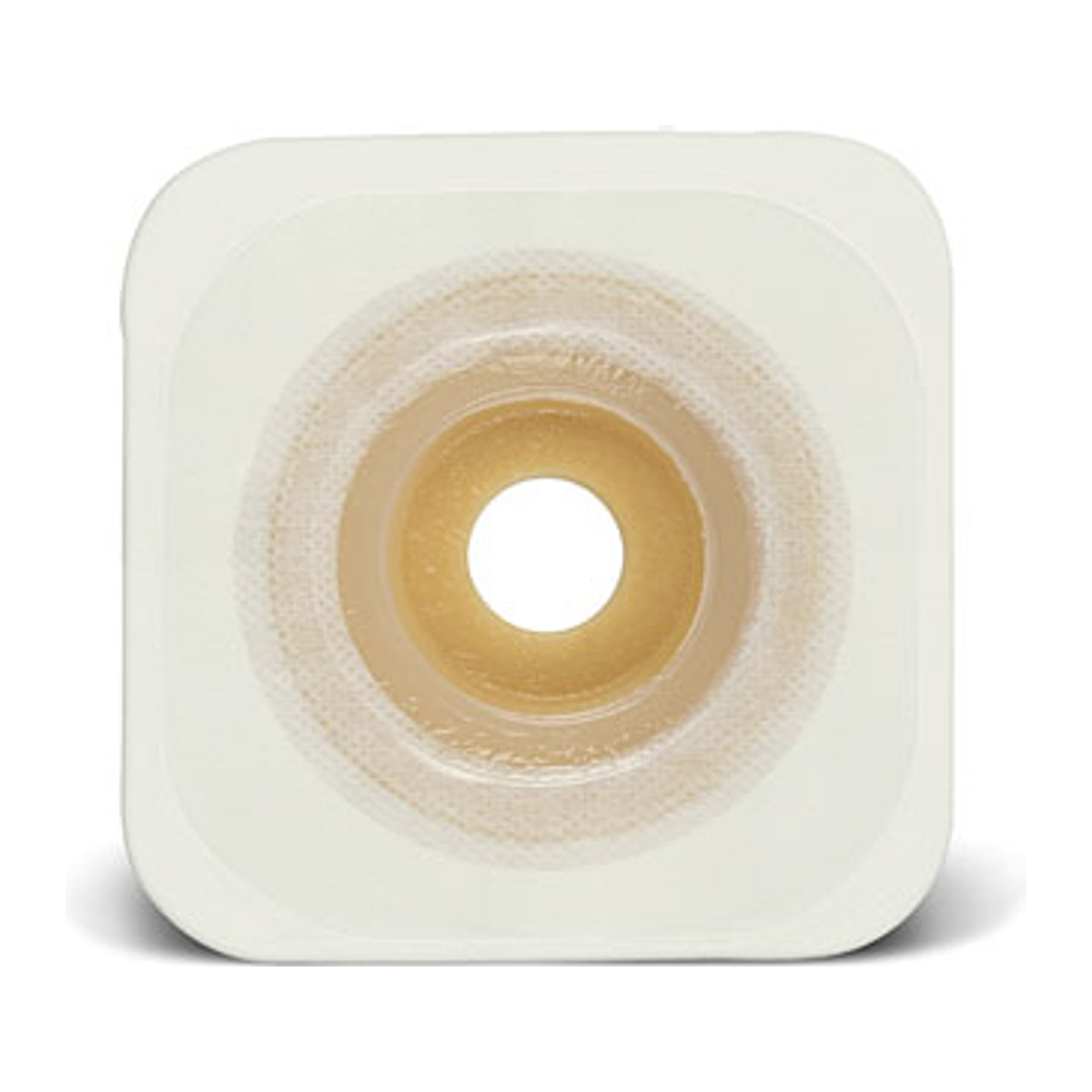 ConvaTec Esteem Synergy flat Stomahesive moldable skin barrier with white hydrocolloid collar and adhesive-coupling landing zone.