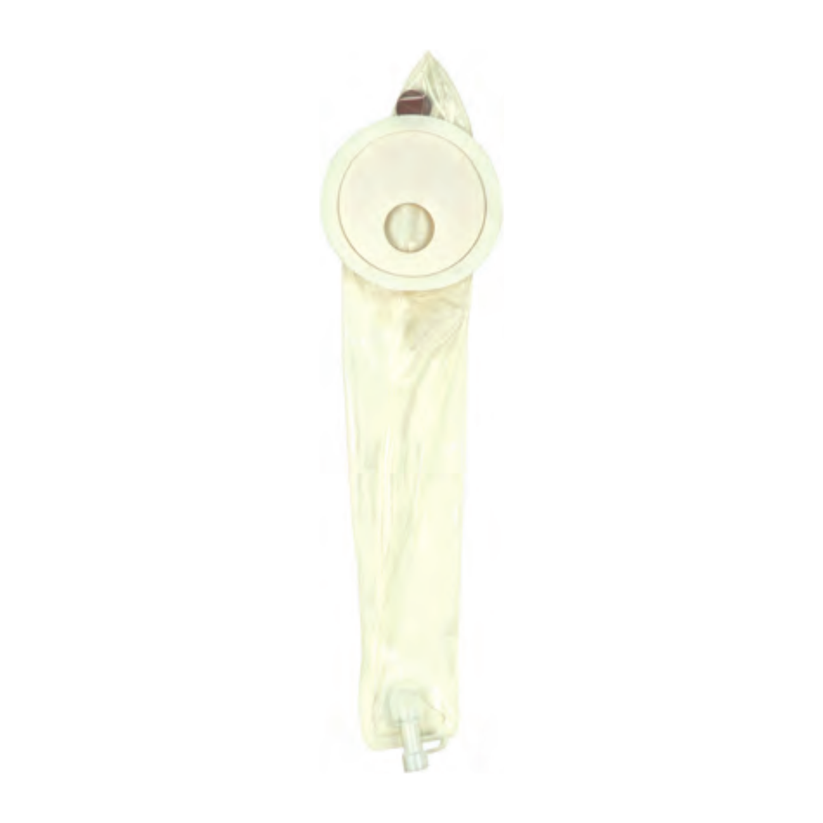 ConvaTec Flexi-Seal fecal collector with hydrocolloid adhesive, drainage port, and deodorizing filter.