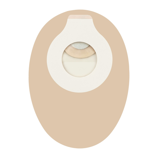 ConvaTec Little Ones opaque two-piece adhesive-coupling closed-end pediatric pouch with filter.