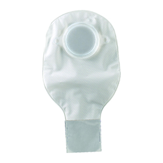 ConvaTec Little Ones pediatric two-piece transparent drainable pouch with tail clip, back product view.
