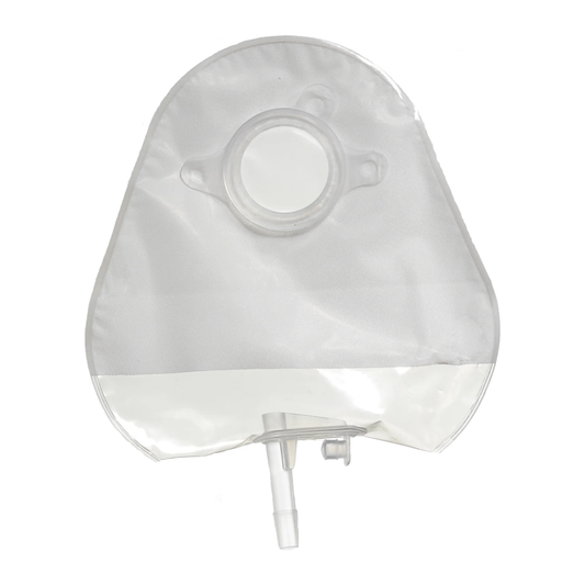ConvaTec Little Ones two-piece transparent pediatric urostomy pouch with 32 mm coupling and fold-up tap.