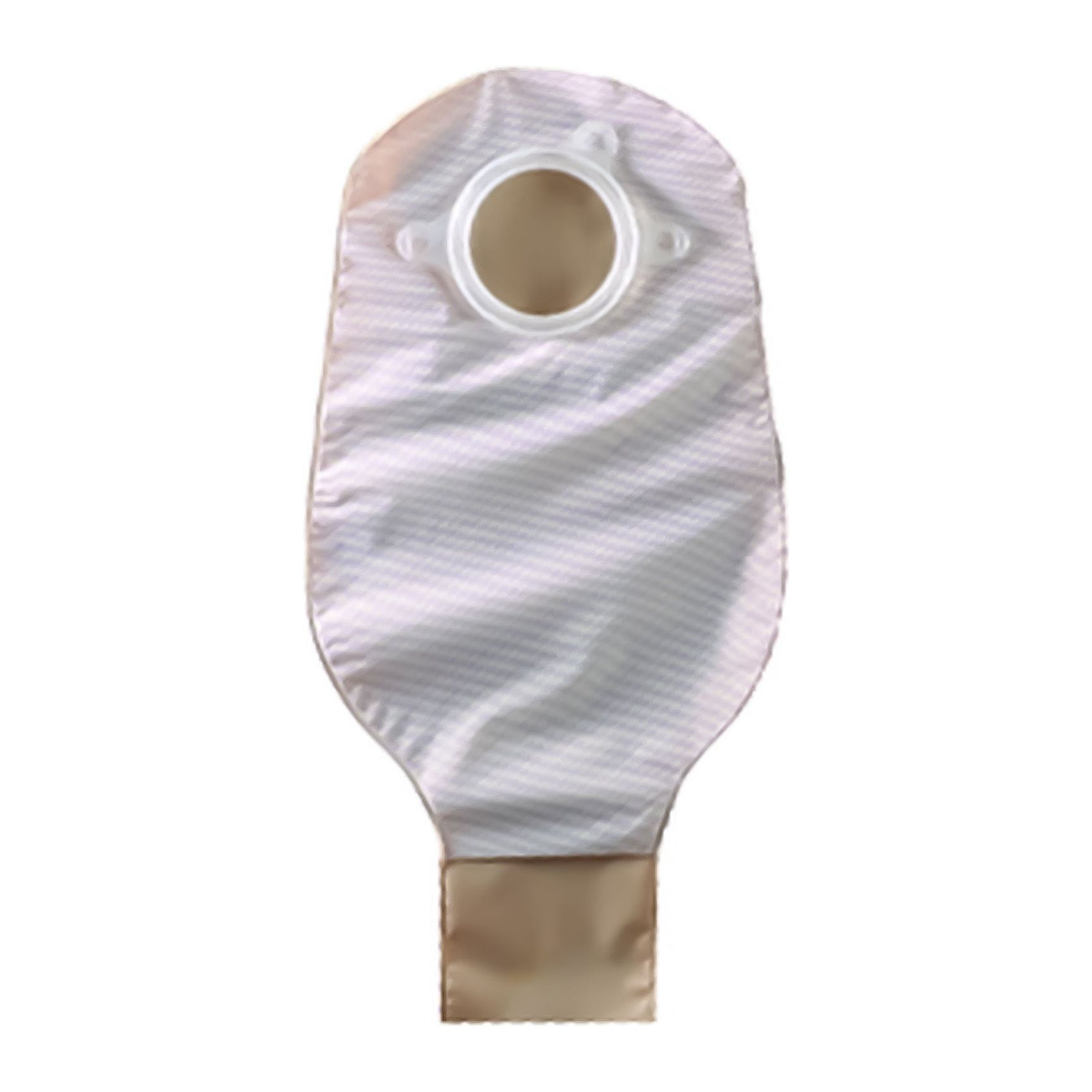 ConvaTec Natura 12 inch opaque two-piece drainable pouch with two-sided comfort panel, no filter, and tail clip.