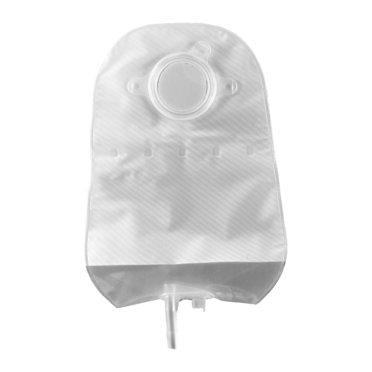 Convatec Natura two-piece urostomy pouch, transparent small, bendable tap; representative view, flange size varies.