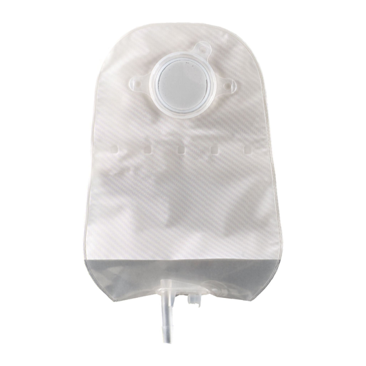 ConvaTec SUR-FIT Natura transparent standard two-piece urostomy pouch with bendable tap; representative view, flange size varies.