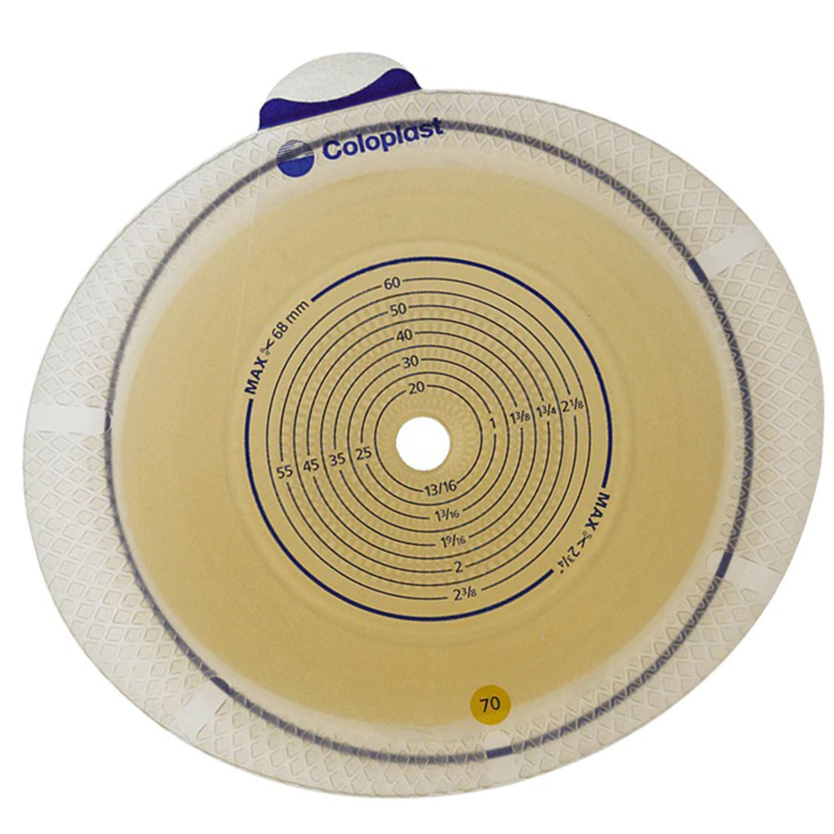 Coloplast SenSura Flex Two-Piece Flat Cut-to-Fit Ostomy Barrier. Exact CST10102 left view on white.