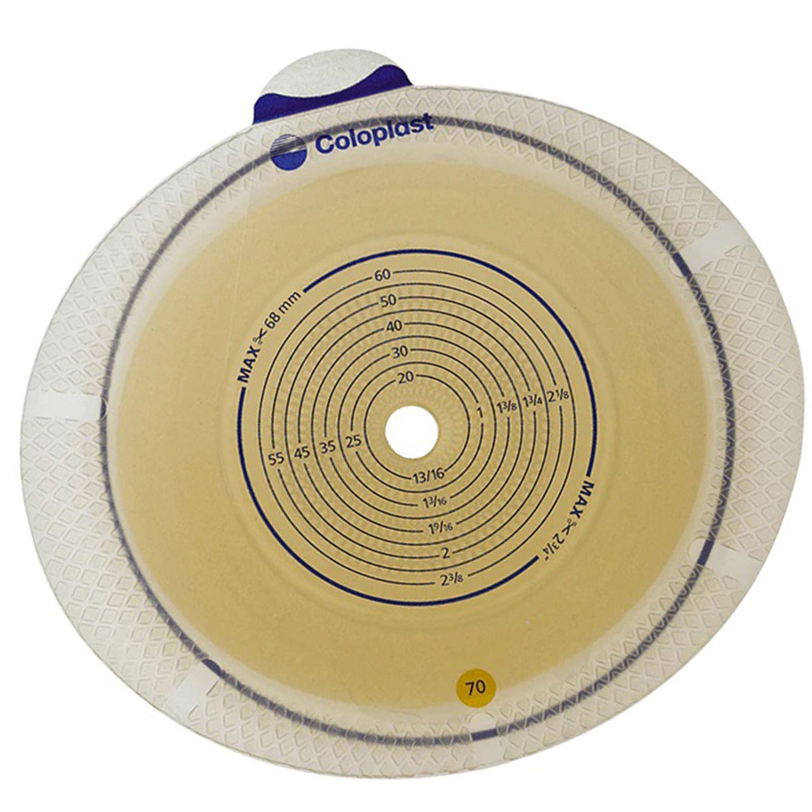 Coloplast SenSura Flex Two-Piece Flat Cut-to-Fit Ostomy Barrier. Exact CST10103 left view on white.