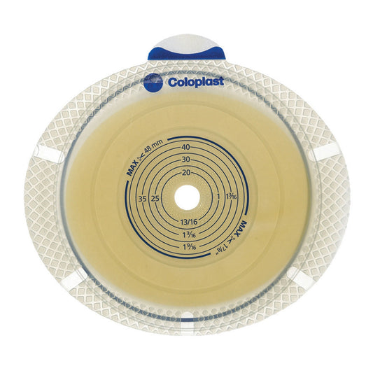 Coloplast SenSura Flex Xpro Two-Piece Flat Cut-to-Fit Ostomy Barrier. Exact CST10104 back view on white.