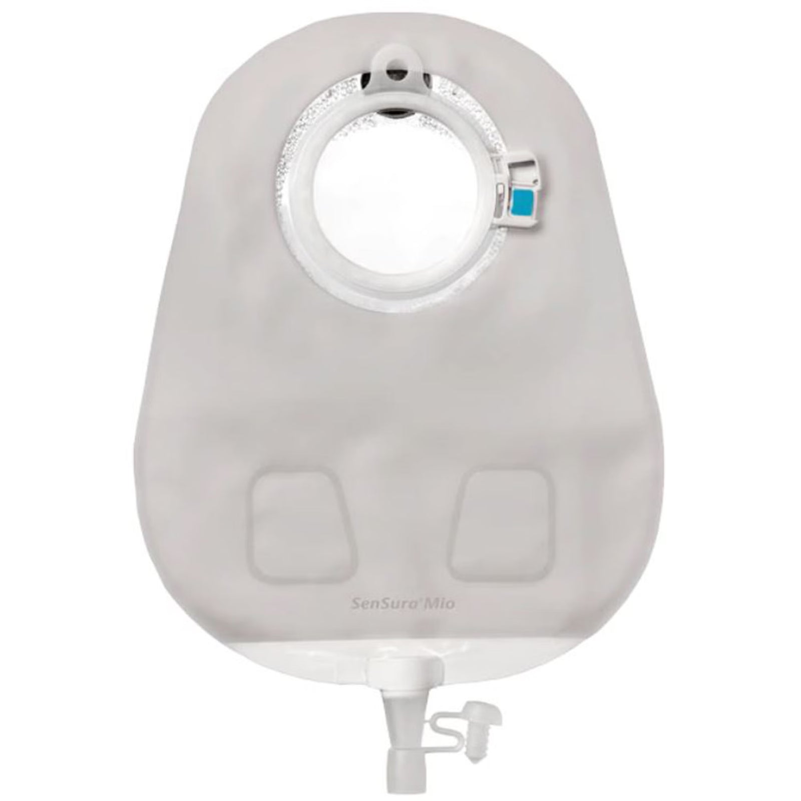 Coloplast SenSura Mio Click MAXI Two-Piece Urostomy Pouch. Exact Coloplast 11497 back view on white.