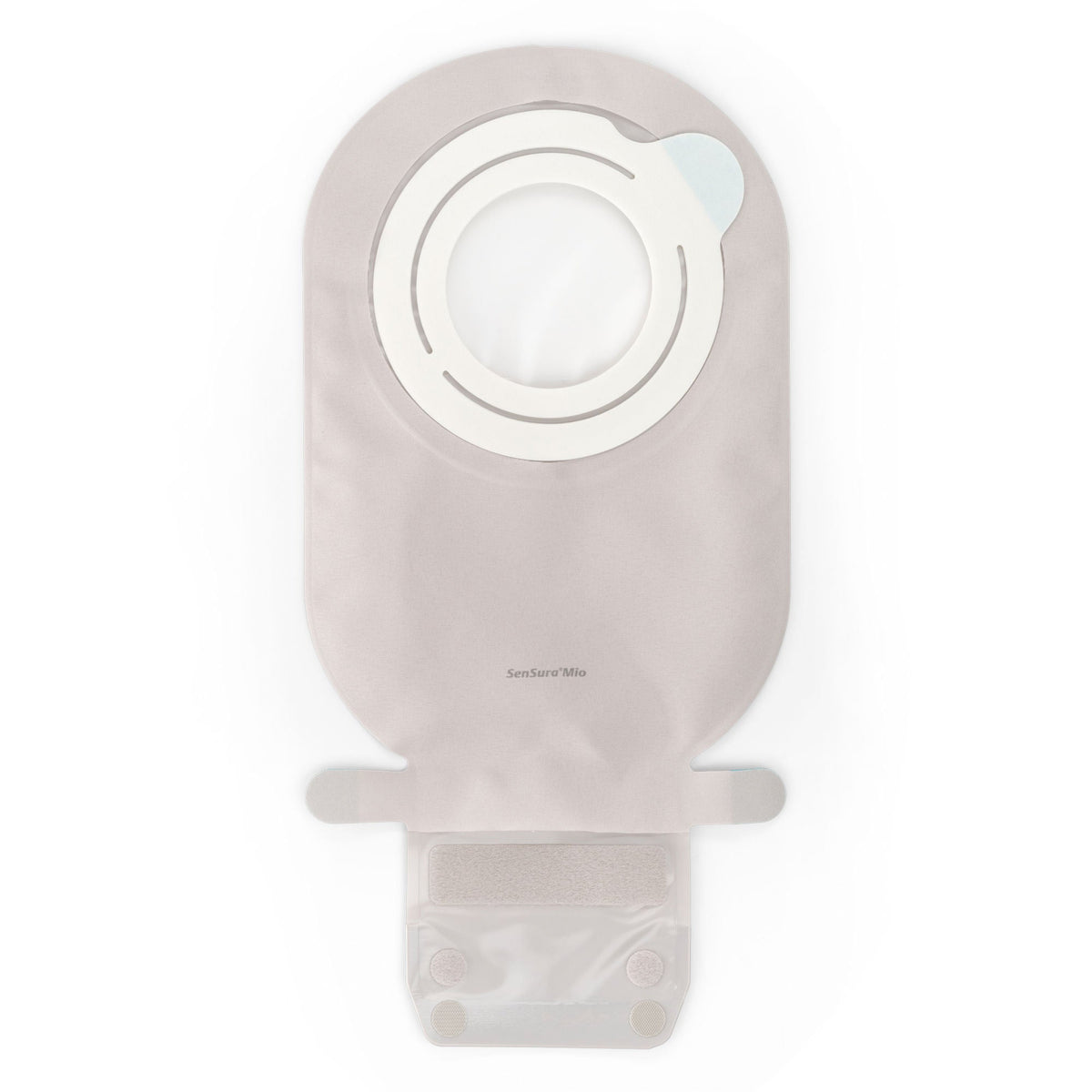 Coloplast SenSura Mio Flex MAXI Two-Piece Drainable Ostomy Pouch – Transparent, No Filter. Exact CST12274 back view on white.