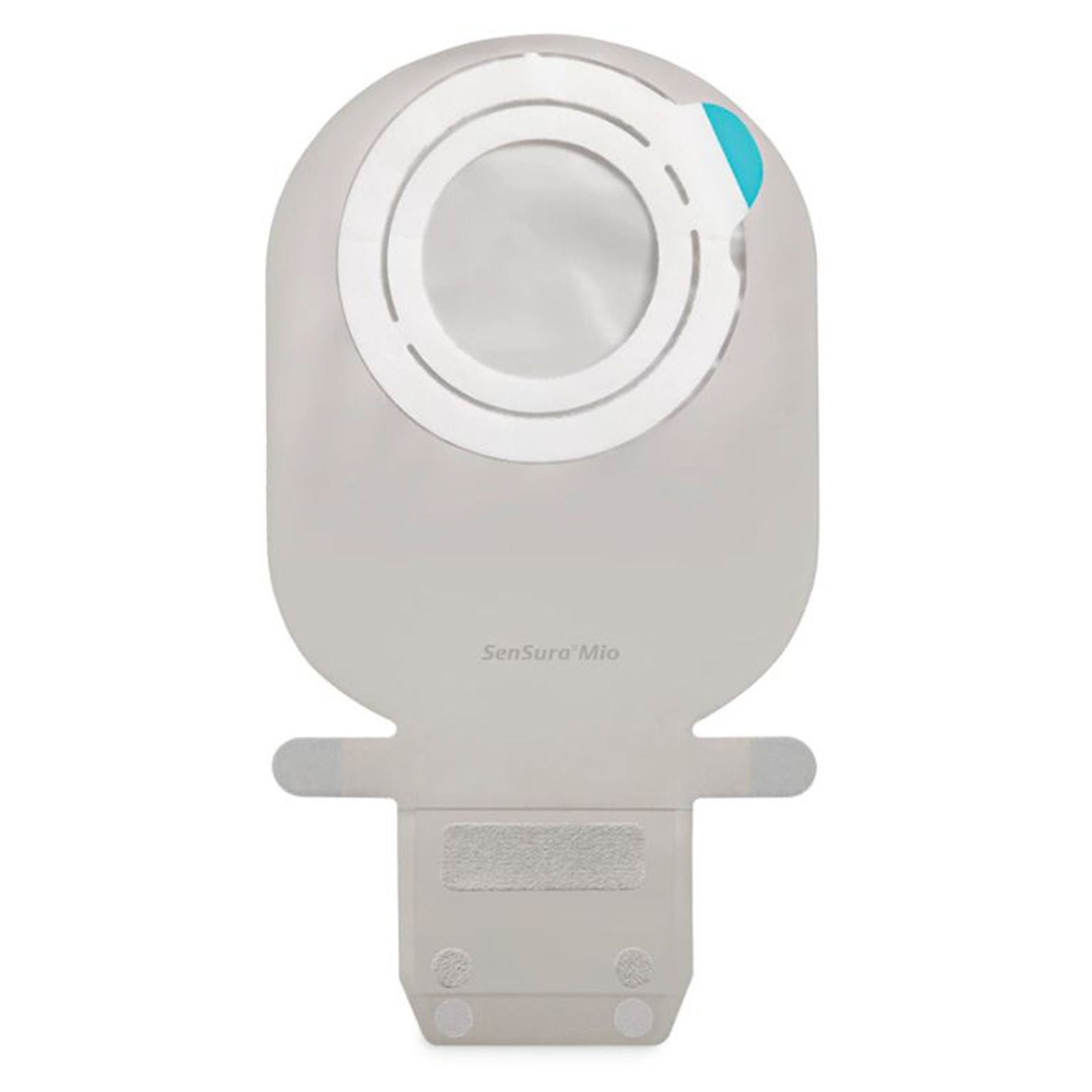 Coloplast SenSura Mio Flex MAXI Two-Piece Drainable Ostomy Pouch – Transparent, No Filter. Exact CST12284 back view on white.