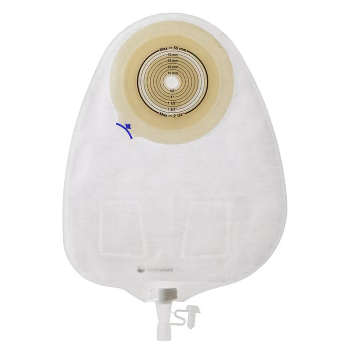 Coloplast Assura Flat MAXI One-Piece Urostomy Pouch – Transparent. Exact Coloplast 14222 product image on white.