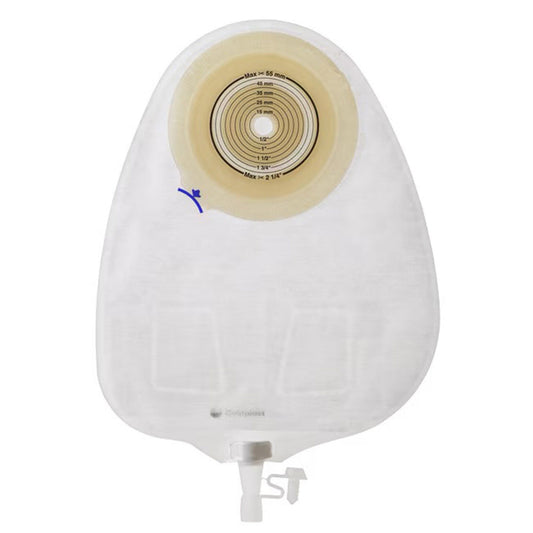 Coloplast Assura Flat MAXI One-Piece Urostomy Pouch – Transparent. Exact Coloplast 14222 product image on white.