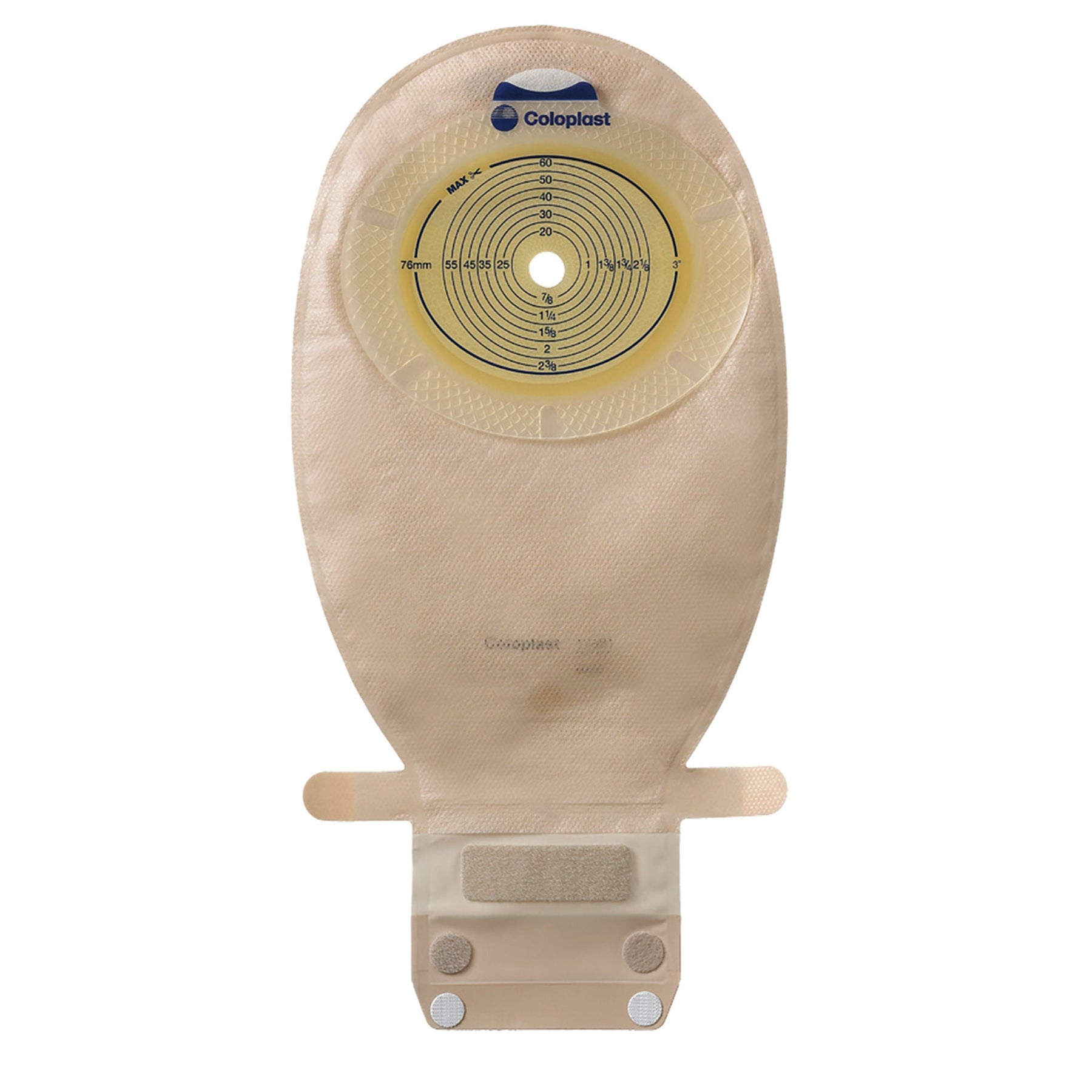 Coloplast SenSura Xpro One-Piece Drainable Pouch — 3/8"-3" Cut-to-Fit, Transparent — back view