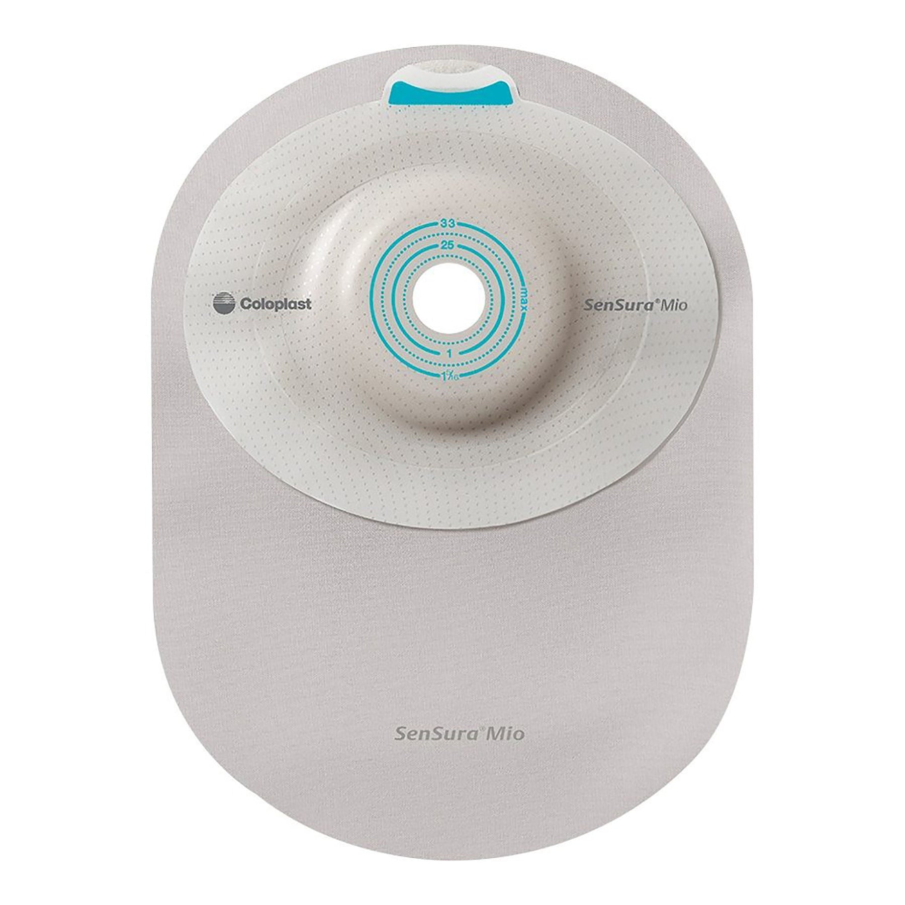 Coloplast SenSura Mio Convex Light MAXI One-Piece Closed Ostomy Pouch – Opaque Gray. Exact CST16326 back view on white.
