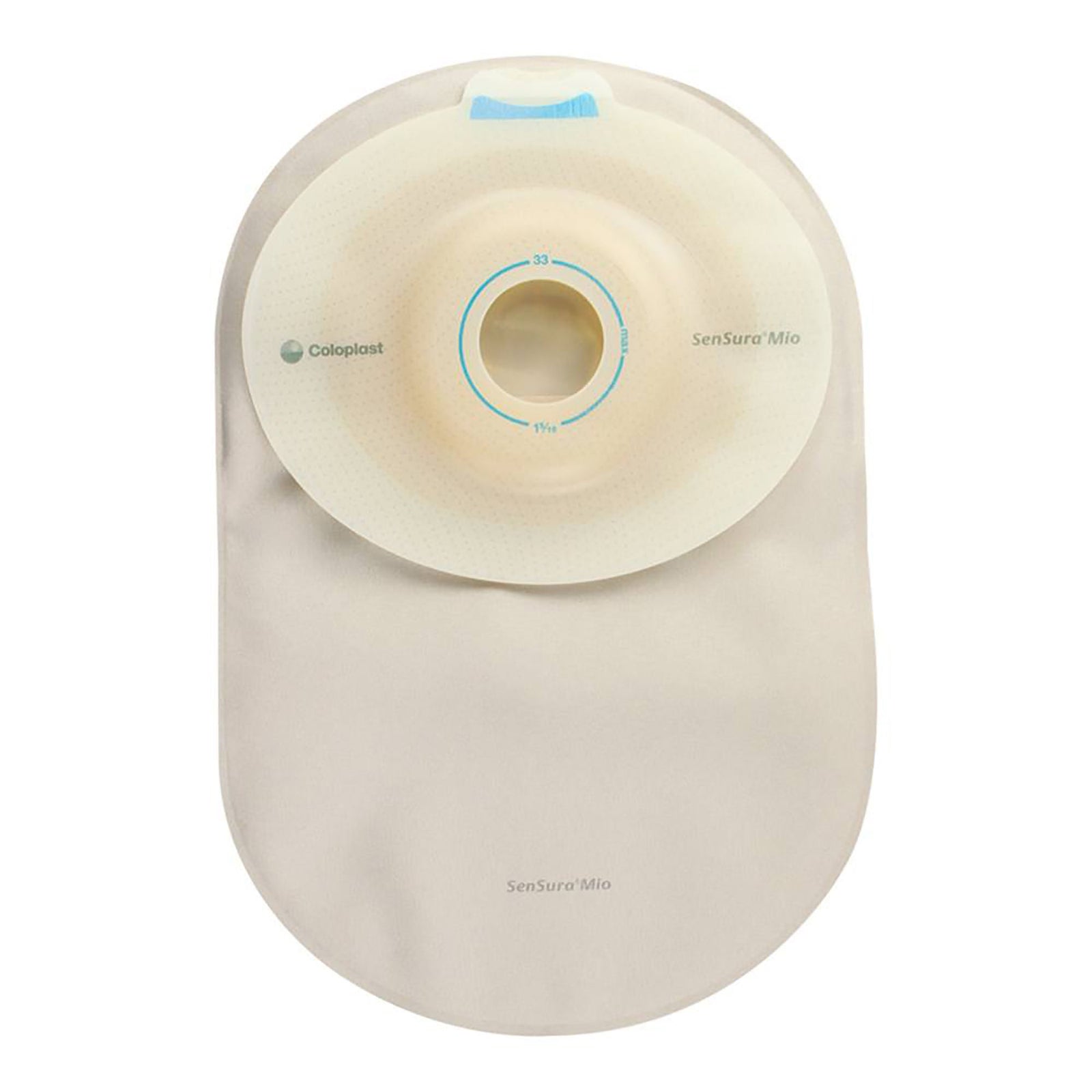 Coloplast SenSura Mio Convex Light MAXI One-Piece Closed Ostomy Pouch – Opaque Gray. Exact CST16327 back view on white.
