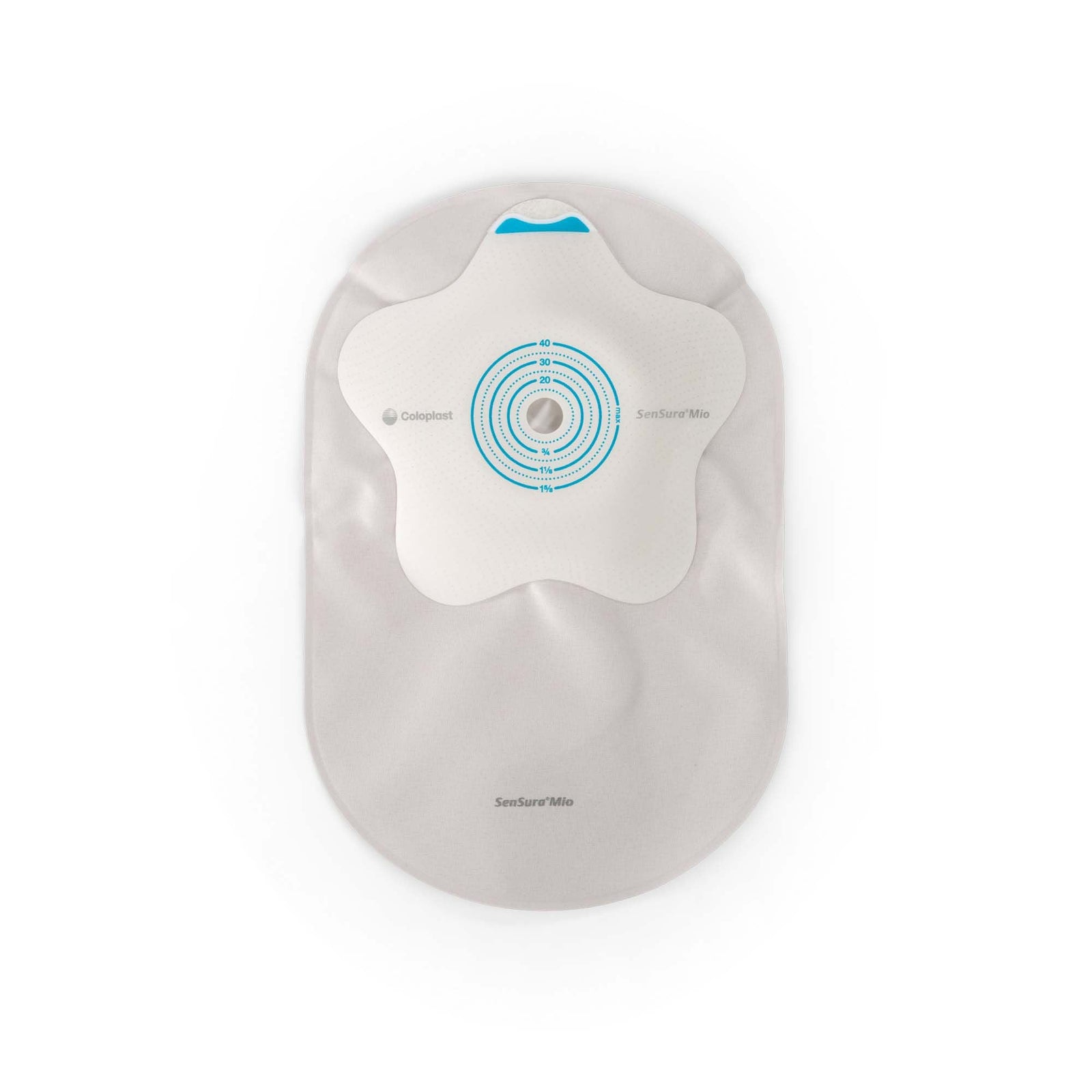 Coloplast SenSura Mio Convex Flip MAXI One-Piece Closed Pouch – Small Barrier, 3/8"–1-9/16" Cut-to-Fit, back view, exact Coloplast 18152 construction on white.