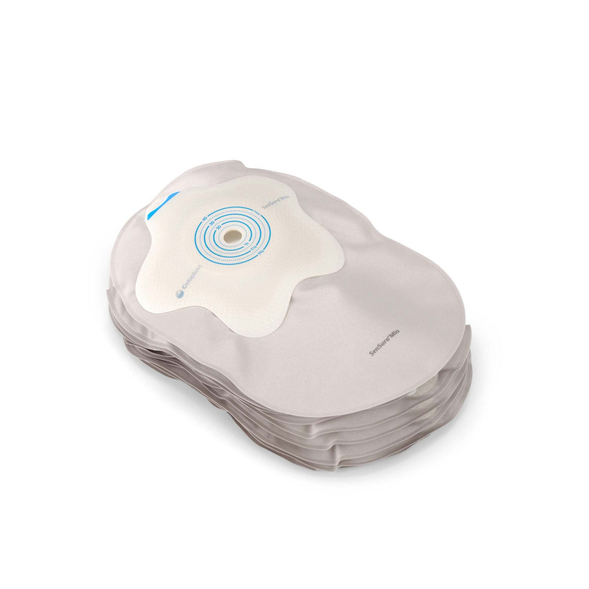 Coloplast SenSura Mio Convex Flip MAXI One-Piece Closed Pouch – Small Barrier, 3/8"–1-9/16" Cut-to-Fit, group view, exact Coloplast 18152 construction on white.