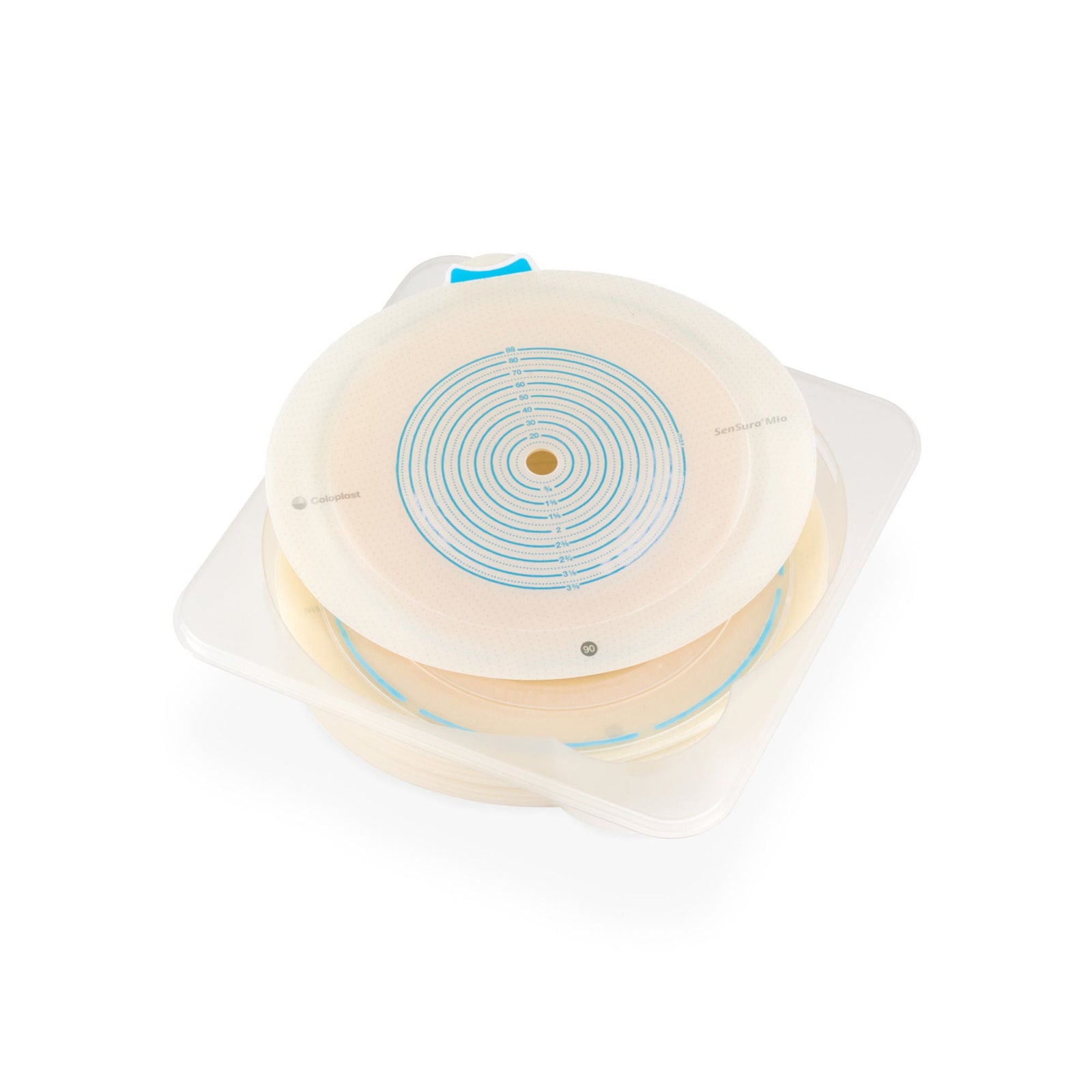 Coloplast SenSura Mio Flex Flat Standard Wear Skin Barrier – 3-1/2" Coupling, exact Coloplast 18390 left view on white.