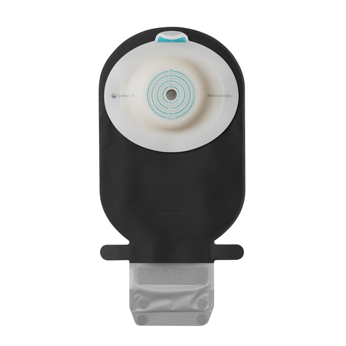 Coloplast SenSura Mio Convex Deep MAXI One-Piece Drainable Ostomy Pouch – Black. Exact CST18986 back view on white.