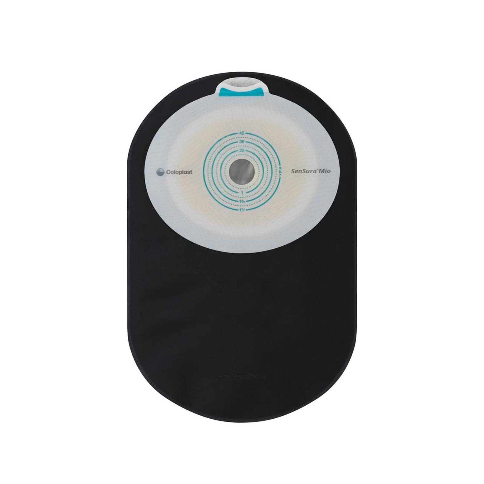 Coloplast SenSura Mio One-Piece Closed Pouch - Black — 1-1/4" Pre-Cut, Maxi — back view