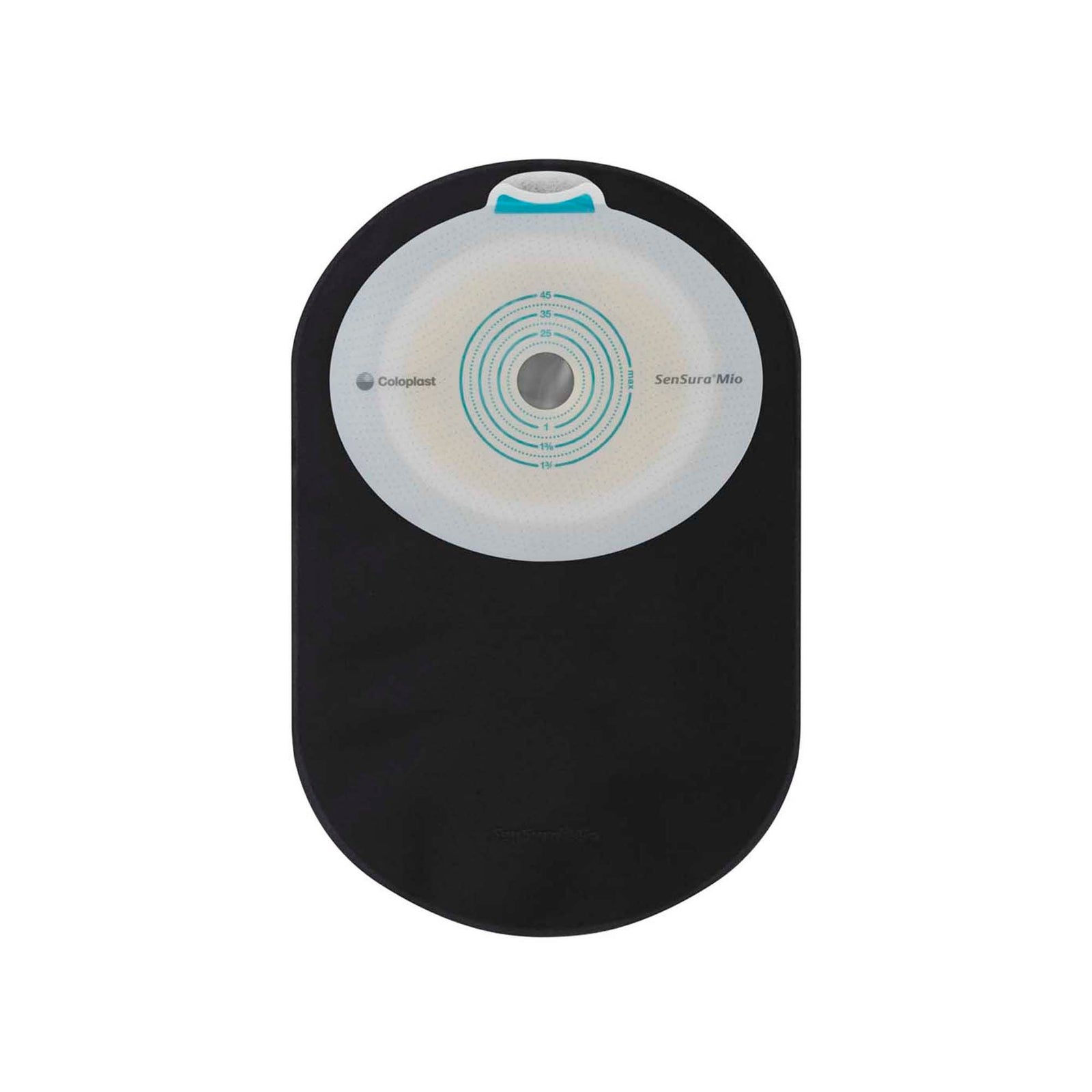 Coloplast SenSura Mio One-Piece Closed Pouch - Black — 1-3/8" Pre-Cut, Maxi — back view
