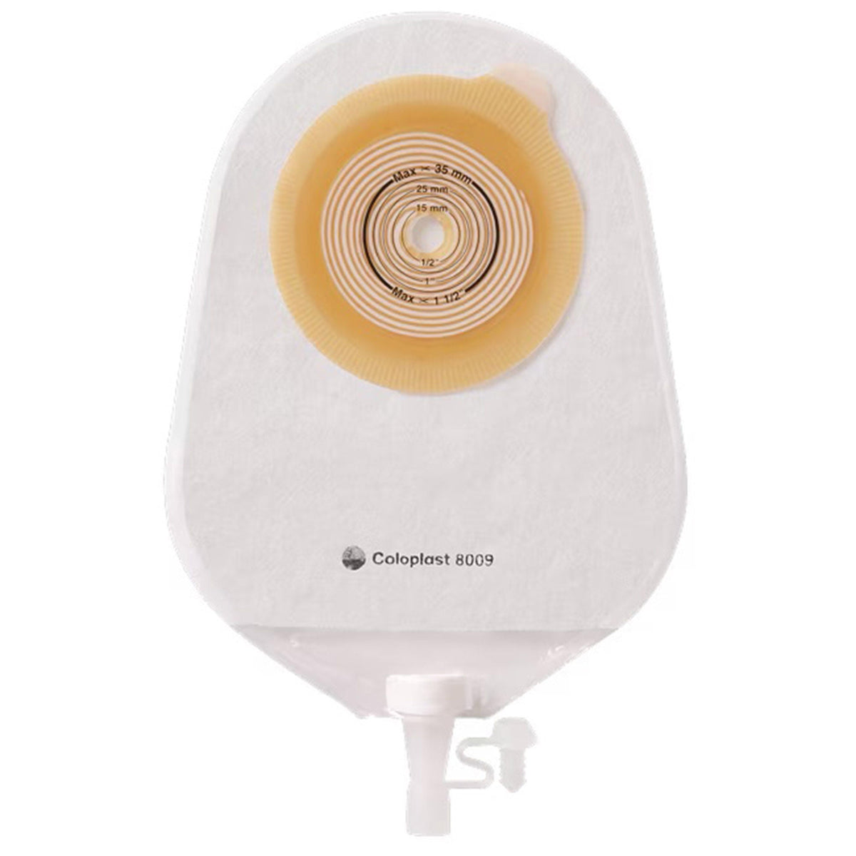 Coloplast Assura Pediatric One-Piece Urostomy Pouch — Cut-to-Fit 5/8"–1-3/8", 8-1/2" — front view