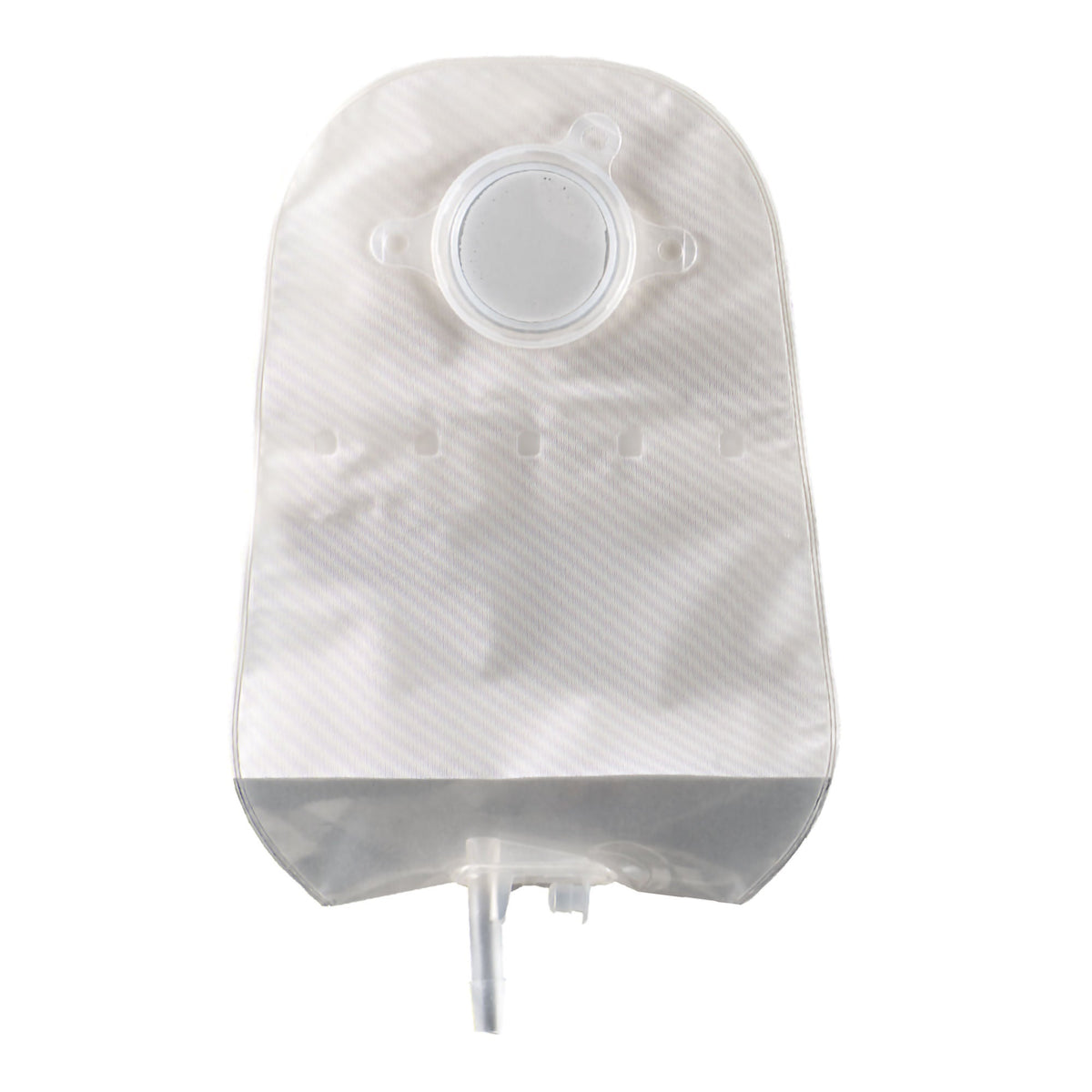 Convatec Natura Two-Piece Urostomy Pouch – Transparent, Standard, Bendable Tap. Exact CTE401537 front view on white.