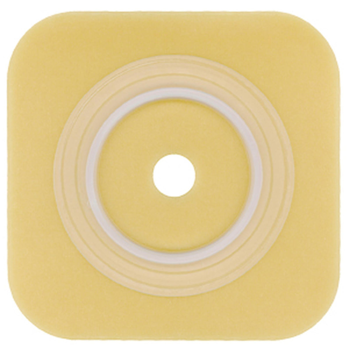 ConvaTec SUR-FIT Natura Durahesive skin barrier without tape collar, 4 by 4 inch family product view.