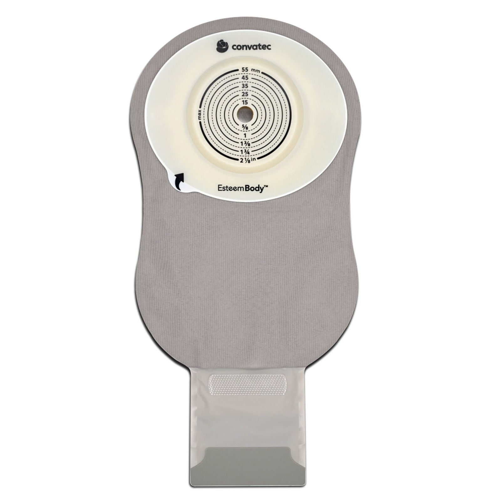 ConvaTec Esteem Body Soft Convex One-Piece Drainable Pouch – Clear, 1/8-Inch Depth. Exact CTE423653 back view on white.