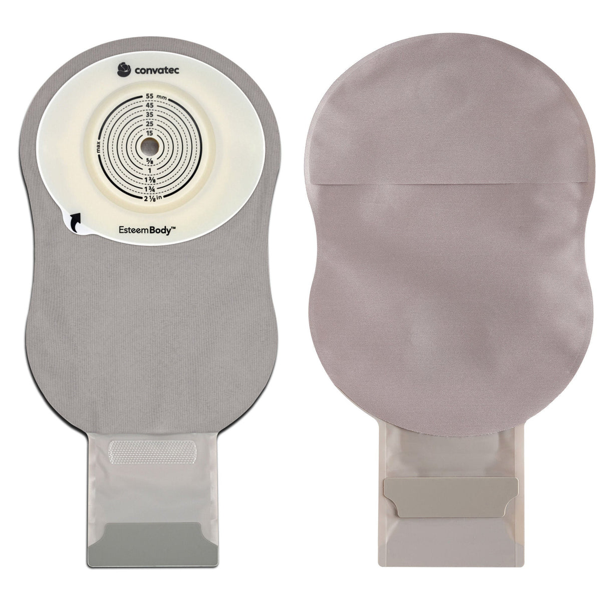 ConvaTec Esteem Body Soft Convex One-Piece Drainable Pouch – Clear, 1/4-Inch Depth. Exact CTE423665 group view on white.
