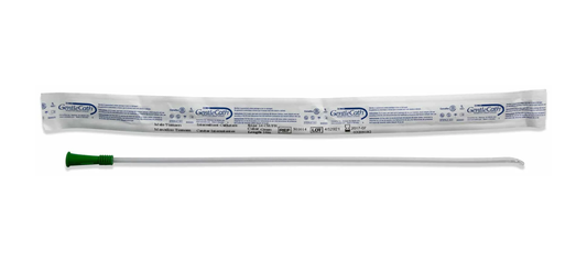 ConvaTec Convatec GentleCath™ Uncoated Coude Tip Intermittent Catheter - Male (CV501011, CV501011-BX) on a white background